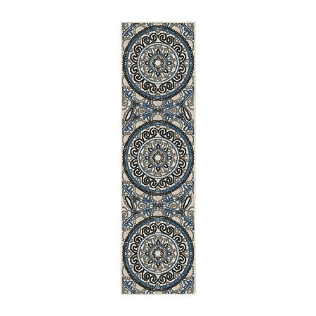 Covington Home Trieste Boho Medallion Indoor Outdoor Rectangular Runner, One Size, Gray