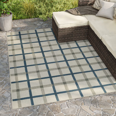 Covington Home Trieste Preppy Plaid Indoor Outdoor Rectangular Area Rug