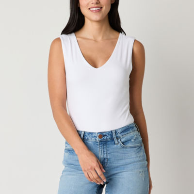 a.n.a Womens V Neck Sleeveless Bodysuit JCPenney
