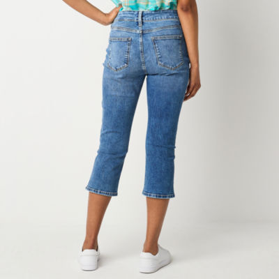 St. John's Bay Secretly Slender Mid Rise Denim Capris, Color: Med ...