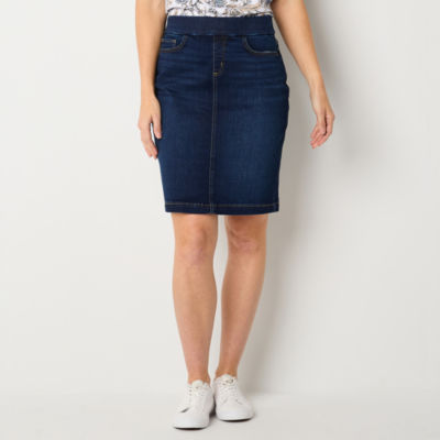 Liz Claiborne Womens Mid Rise Denim Skirt