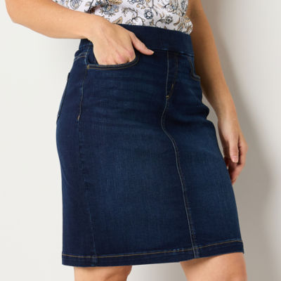 Liz Claiborne Womens Mid Rise Denim Skirt