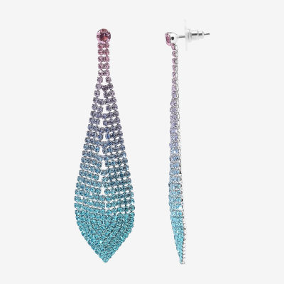 Bijoux Bar Silver Tone Multi Color Glass Drop Earrings