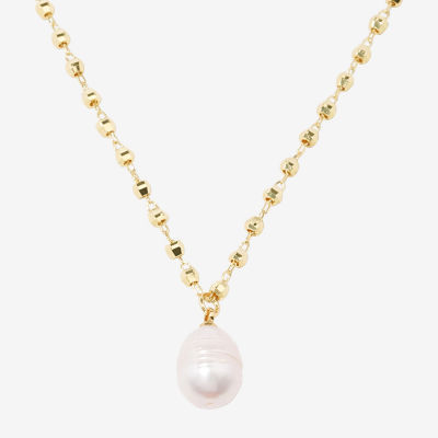 Bijoux Bar Delicates Gold Tone Womens Simulated Pearl 16 Inch Pendant Necklaces