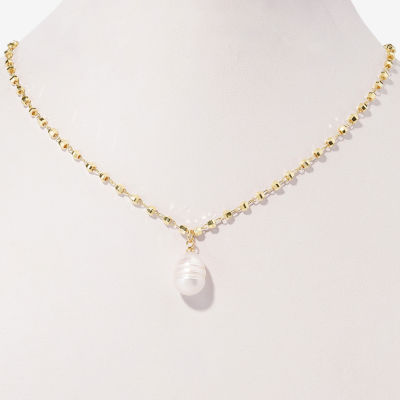 Bijoux Bar Delicates Gold Tone Womens Simulated Pearl 16 Inch Pendant Necklaces