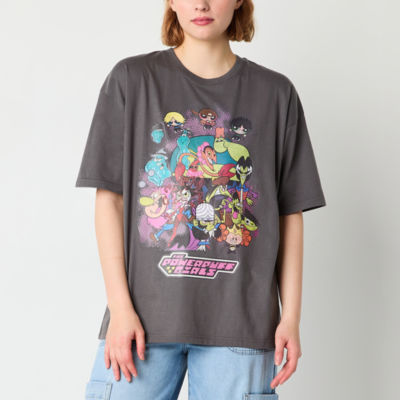 Ripple Junction Girls Juniors Crew Neck Short Sleeve Oversized Powerpuff Girls Graphic T-Shirt