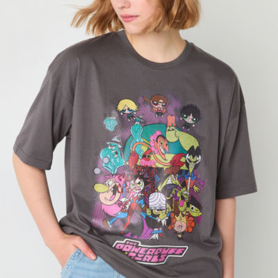 Ripple Junction Girls Juniors Crew Neck Short Sleeve Oversized Powerpuff Girls Graphic T-Shirt