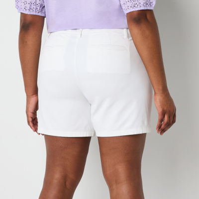 St. John's Bay Womens 6" Mid Rise Plus Chino Short