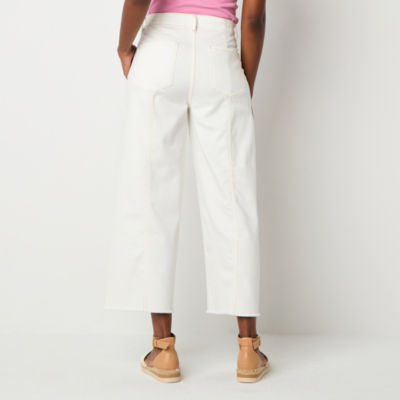 a.n.a Soft Drape Womens High Rise Wide Leg Cropped Jean