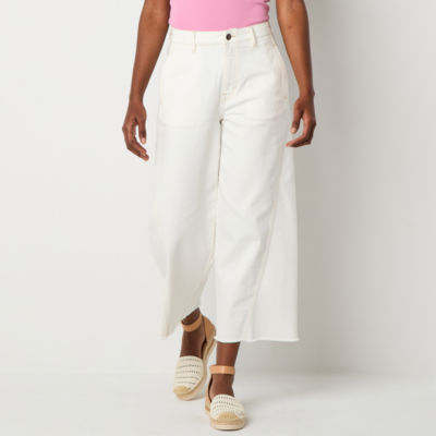 a.n.a Soft Drape Womens High Rise Wide Leg Cropped Jean