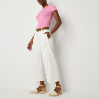 a.n.a Soft Drape Womens High Rise Wide Leg Cropped Jean