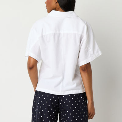 Liz Claiborne Womens V Neck Short Sleeve Blouse
