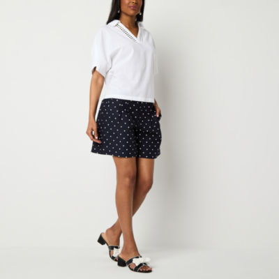 Liz Claiborne Womens V Neck Short Sleeve Blouse