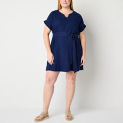 St. John's Bay Womens Short Sleeve Shift Dress