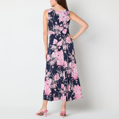 Studio 1 Womens Petite Sleeveless Floral Maxi Dress