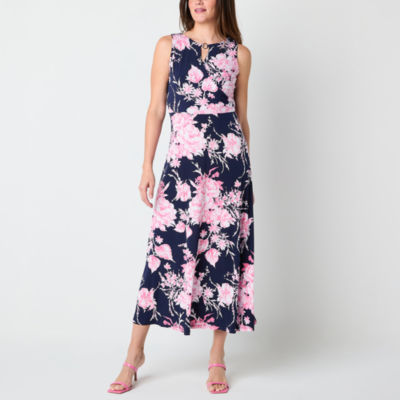 Studio 1 Womens Petite Sleeveless Floral Maxi Dress