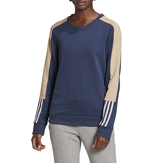 Adidas Essentials Logo Colorblock Womens Crew Neck Long Sleeve Sweatshirt