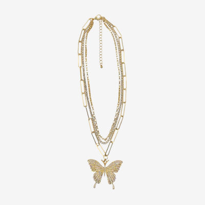 Bijoux Bar 14 Inch Link Butterfly Pendant Necklace