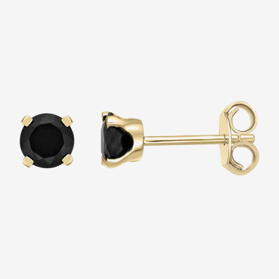 Genuine Black Onyx 14K Gold 5mm Round Stud Earrings