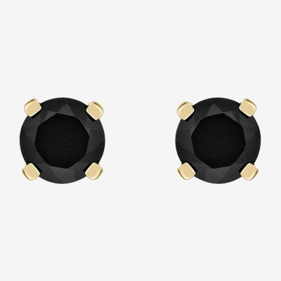 Genuine Black Onyx 14K Gold 5mm Round Stud Earrings