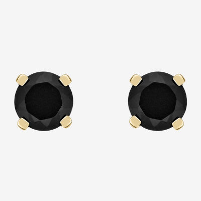Genuine Black Onyx 14K Gold 6mm Round Stud Earrings