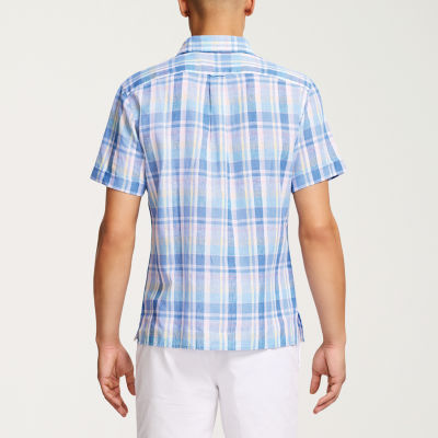 IZOD Madras Mens Classic Fit Short Sleeve Plaid Button-Down Shirt