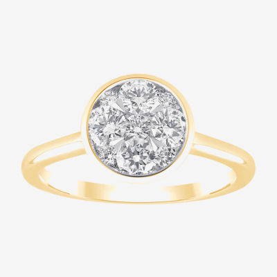 Diamond Blossom (G / Si2) Womens 3/4 CT. T.W. Lab Grown White Diamond 10K Gold Round Cocktail Ring
