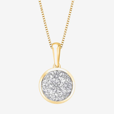 Diamond Blossom (G / Si2) Womens 3/4 CT. T.W. Lab Grown White Diamond 10K Gold Round 18 Inch Pendant Necklace