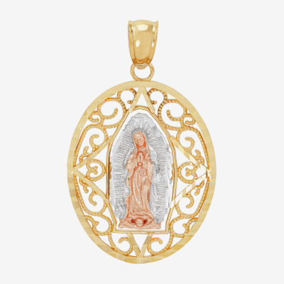 Nuestra Señora De Guadalupe / Our Lady Of Guadalupe Unisex Adult 14K Gold Oval Pendant