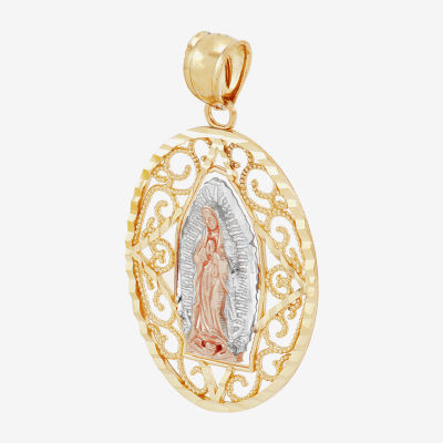 Nuestra Señora De Guadalupe / Our Lady Of Guadalupe Unisex Adult 14K Gold Oval Pendant