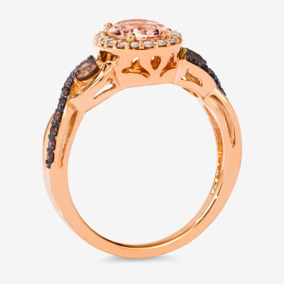 Le Vian® Ring featuring 7/8 CT. Peach Morganite™ 3/8 Chocolate Diamonds® 1/6 Nude Diamonds™ set 14K Strawberry Gold®