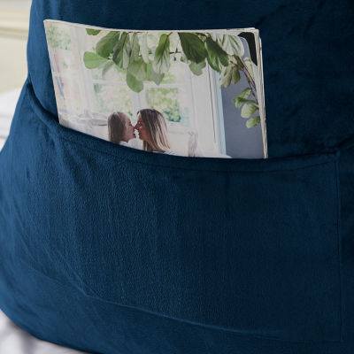 Sweet Home Collection™ Large Oversized Reading and Bed Rest Pillow with Cup Holders and Detachable Neck Roll