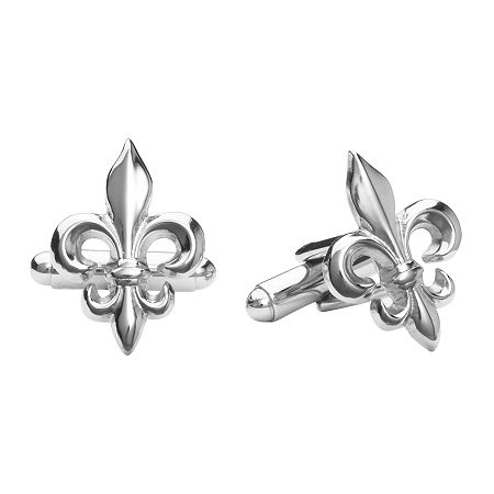 Fleur De Lis Cuff Links, One Size, Silver