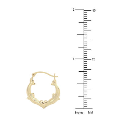Womens 14K Gold 15mm Round Hoop Earrings