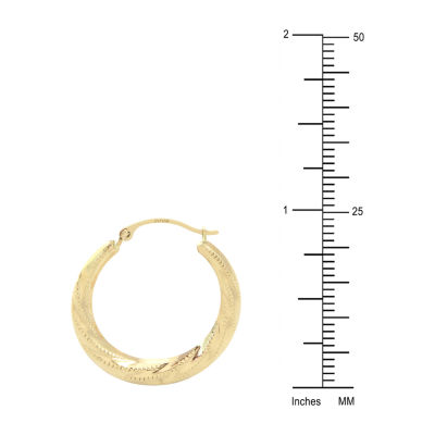 Womens 14K Gold 24mm Round Hoop Earrings