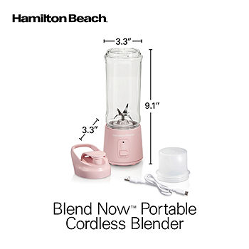 Hamilton Beach Blend Now Portable Cordless Blender, 16 oz. Jar with Travel Lid, Rose, New, 51181, Pink