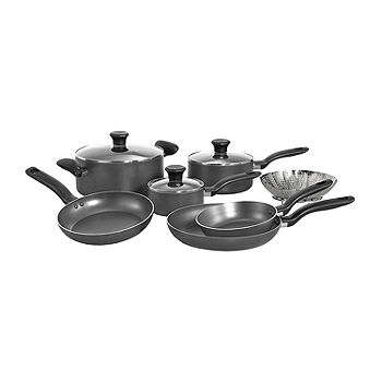 T-fal All In One Hard Anodized Nonstick Cookware Set 12 Piece Pots and  Pans, Dishwasher Safe Black