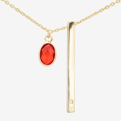Sparkle Allure Womens Red Crystal 14K Gold Over Brass Bar 16 Inch Pendant Necklace