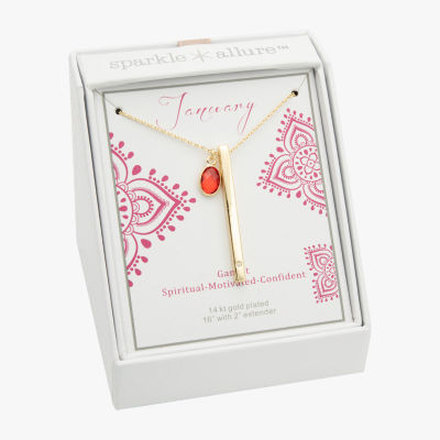 Sparkle Allure Womens Red Crystal 14K Gold Over Brass Bar 16 Inch Pendant Necklace