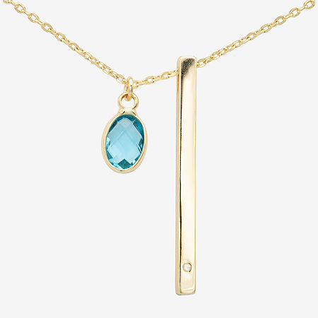 Sparkle Allure Crystal 14K Gold Over Brass 16 Inch Link Bar Pendant Necklace, One Size, March