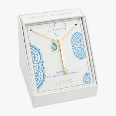 Sparkle Allure Womens Red Crystal 14K Gold Over Brass Bar 16 Inch Pendant Necklace