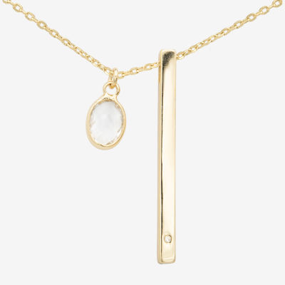 Sparkle Allure Crystal 14K Gold Over Brass 16 Inch Link Bar Pendant Necklace