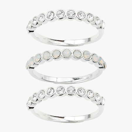 Sparkle Allure Adjustable Womens Red Crystal Pure Silver Over Brass Round Eternity Ring Sets, One Size, October