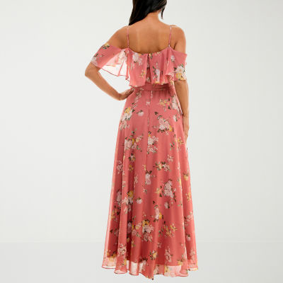 Premier Amour Short Sleeve Floral Maxi Dress