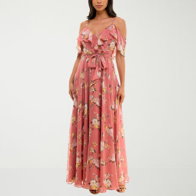 Premier Amour Short Sleeve Floral Maxi Dress