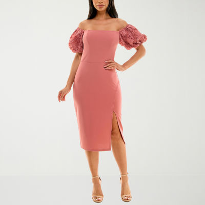 Premier amour short sleeve off the shoulder sheath hot sale dress