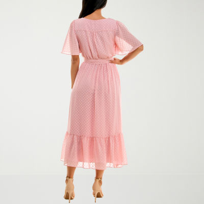 Premier Amour Clip-Dot Short Sleeve Midi Fit + Flare Dress