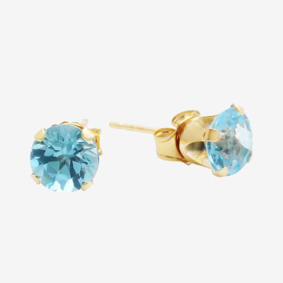 Gemstone 10K Gold 6mm Round Stud Earrings