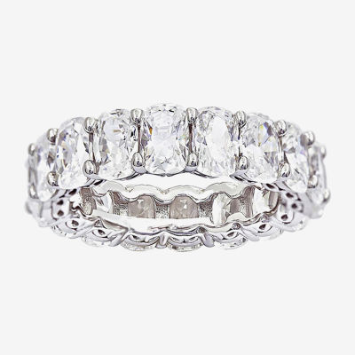 Diamonart White Cubic Zirconia Sterling Silver Oval Eternity Band