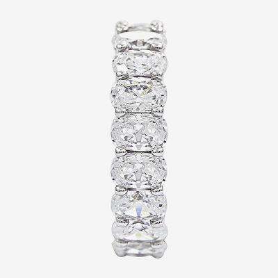 Diamonart White Cubic Zirconia Sterling Silver Oval Eternity Band